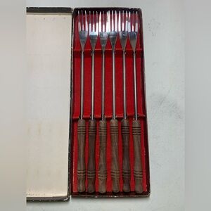 Mid Century Modern Fondue Set of 6 Forks.         3024